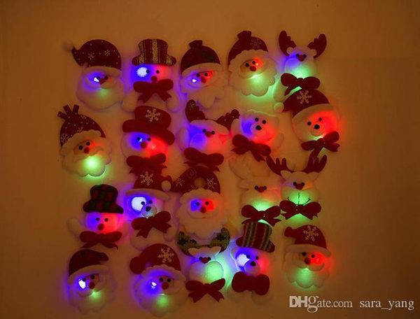 

bear gift led glowing santa snowman deer glow flashing cartoon brooch badge toy christmas luminous decoration lin4629