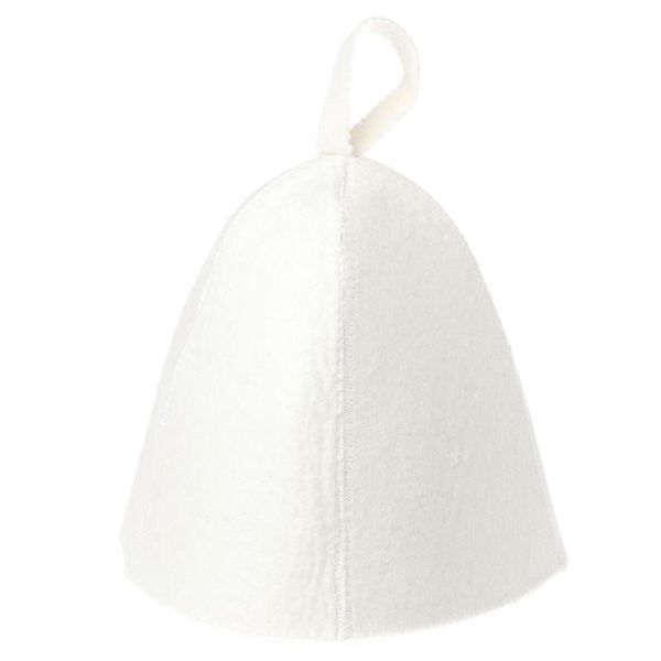 

white wool sauna hat anti heat cap for bath house head protector russian style