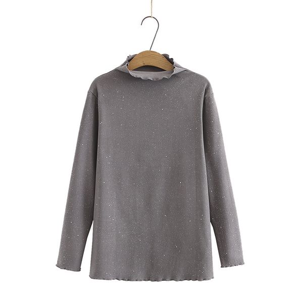 

xl-4xl plus women's high collar long sleeves big size casual shirts with glitter 719u, White