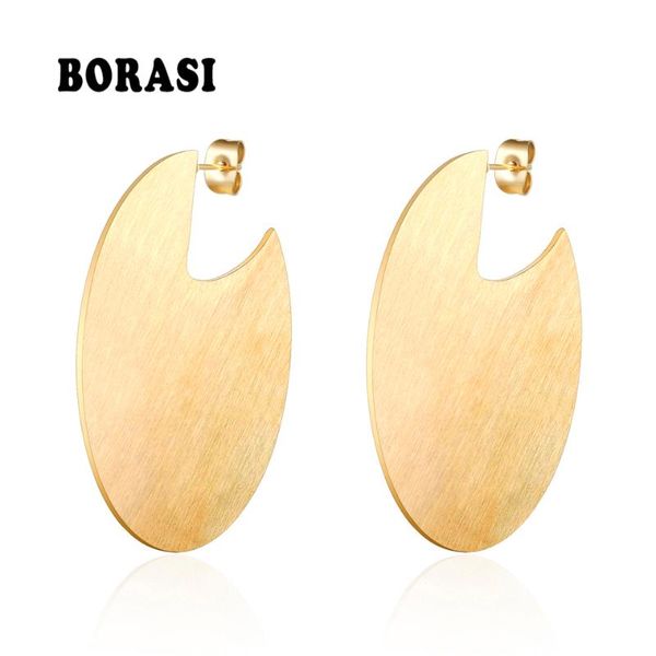 

dangle & chandelier borasi trendy big circle round earrings for women gold color stainless steel long earings engagement jewelry gift, Silver