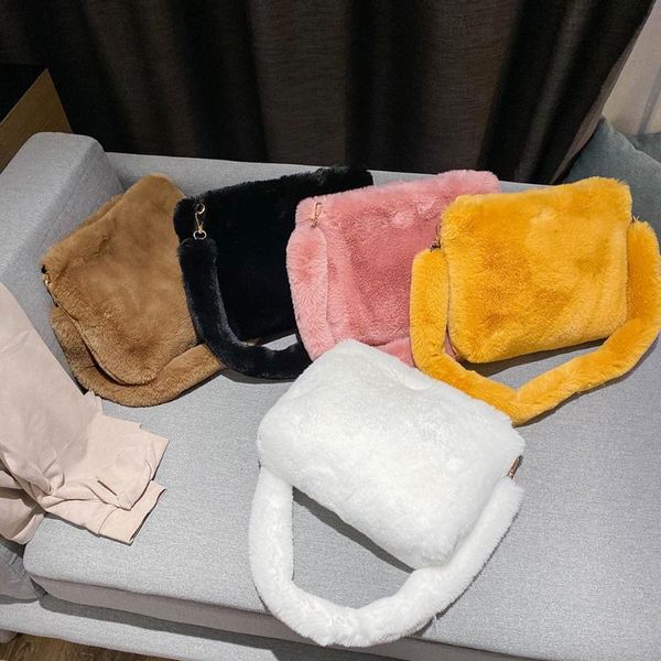 

shoulder bags women plush messenger big tote for extra large winter fluffy leather composite bag handbag