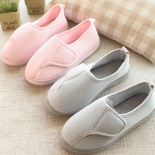 

women shoes home soft mesh breathable pregnant anti-slip diabetic arthritis edema slippers for expectant mom extra wide 201125, Black