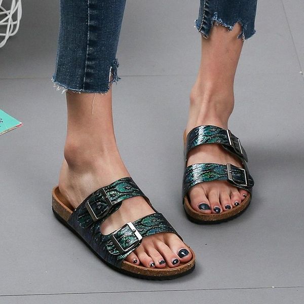 

cootelili women summer slipper buckle ladies flats shoes womens casual shoes slipper serpentine basic fashion flat #ts3k, Black