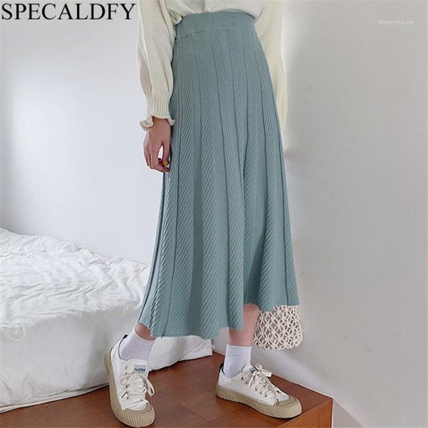

winter long knitted pleated skirts womens solid elastic high waist skirt women big swing black knit saia female faldas mujer1