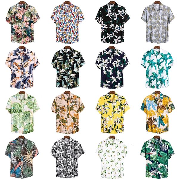 

2021 new brand summer breathable hawaiian beach vacation shirt color casual men's printing large size 1cly, White;black