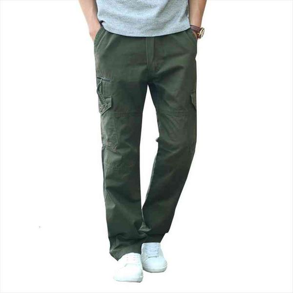 

7xl plus size mens cargo pants cotton multi-pocket tooling casual pants plus fat size loose men, Black