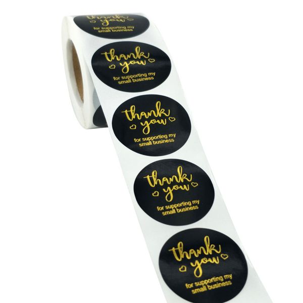 

500pcs 1.5inch gold black thank you for supporting my small business adhesive stickers packaging gift decoration seal label