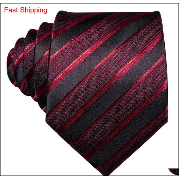 

fast shipping ties mens 100% silk designers fashion black red stripes tie hanky cufflinks sets for mens formal qylydo mj_fashion, Black;blue