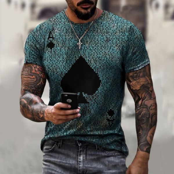 

2021 sell summer fashion men's t-shirts poker letter printing short-sleeved o-neck pullover casual handsome t-shirt men hip hop, White;black