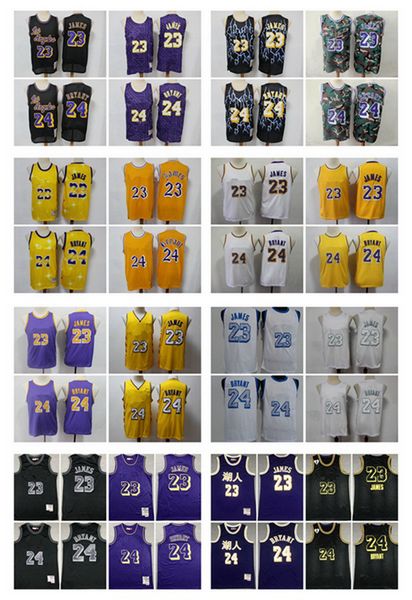 

2021 new mens los angele basketball jerseys authentic stitched 23 black mamba james jersey mitchell & ness jersey with real logo tags, Black;red