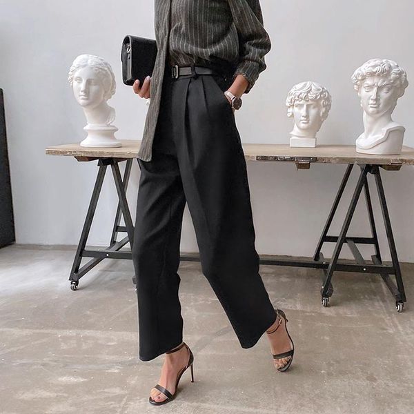

office ladies black pants ladies high waist women wide-leg pants autumn and winter elegant casual plain women trousers, Black;white