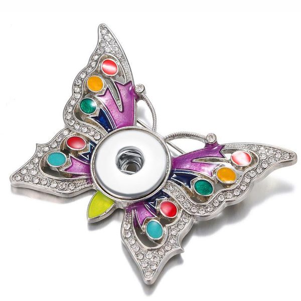 

new snap button brooch jewelry crystal butterfly pins brooch fit 18mm snap button jewelry for women weddings brooches p bbyqpe, Gray