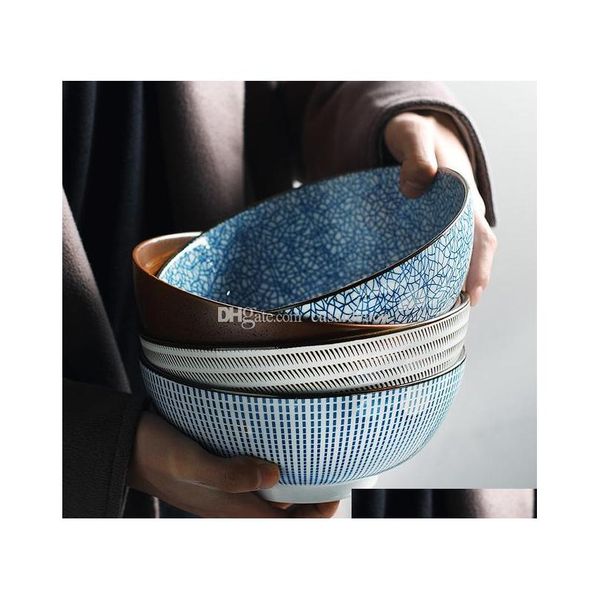 

japanese ceramic bowl set of 4 vintage ceramic footed bowls for rice soup noodle crack stone ring line four jllzsc sinabag