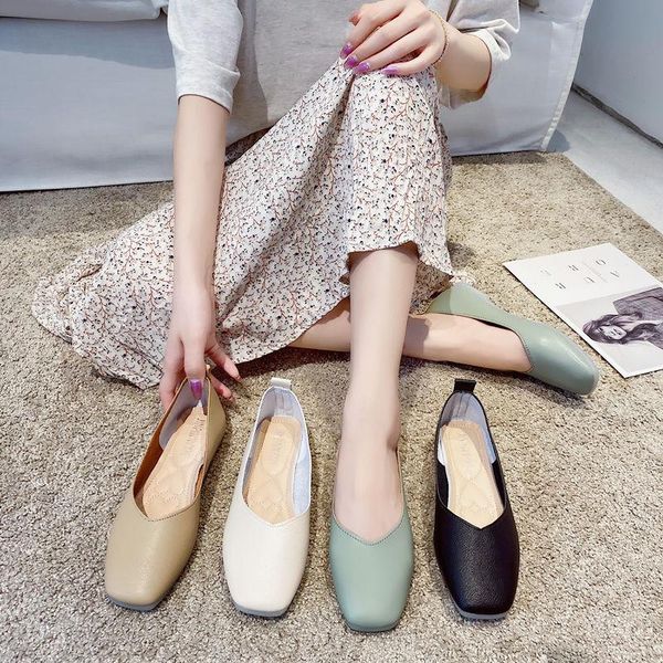 

summer shoes ladies all-match square toe women's moccasins shallow mouth casual female sneakers flats elegant 2020 new summer, Black