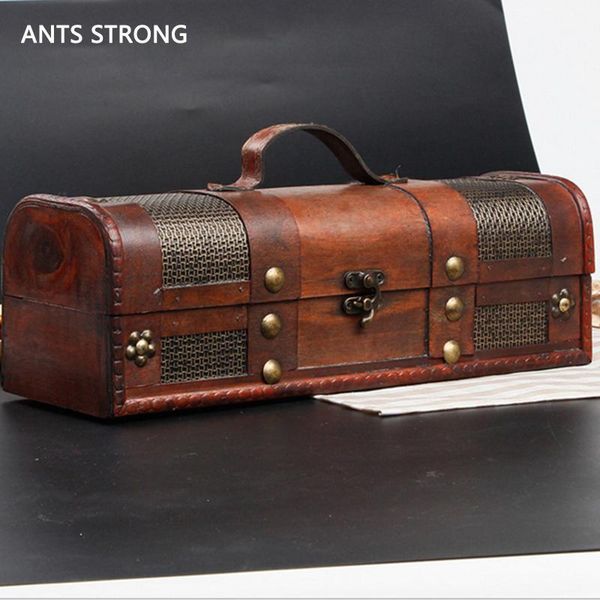 

storage boxes & bins red wine wooden box/retro and-made leather stitching ingle bottle box gift boxes1