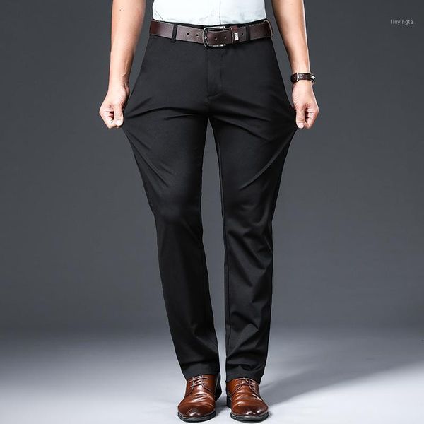 

plus zise 38 40 42 dress pants men spring summer classic style business smart casual loose straight black stretch male trousers1