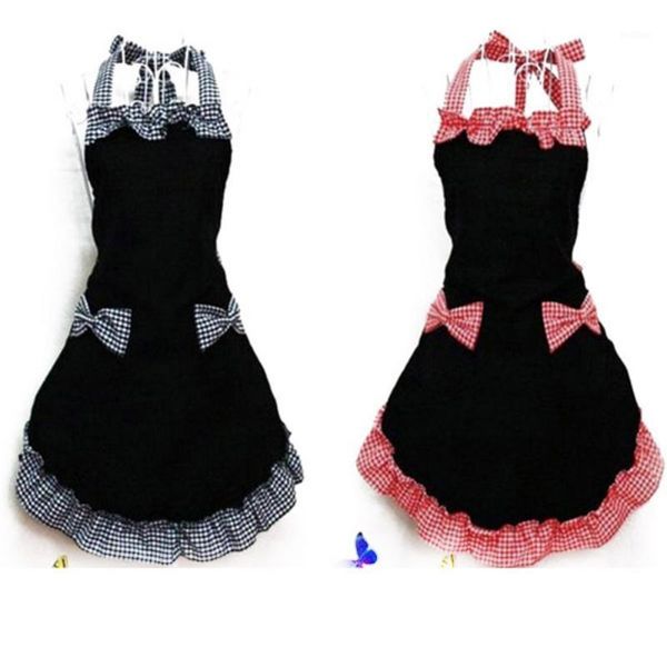

new cute bib apron dress flirty vintage kitchen women bowknot with pocket women lady restaurant kitchen apron dress1