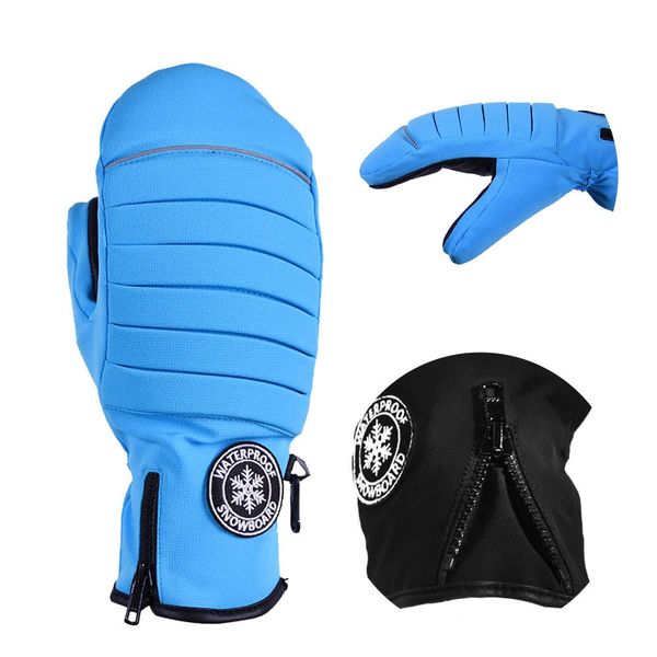 

длинные манжеты варежки водонепроницаемые сноуборд перчатки ветрозагревательные перчатки для снеговики лыжные перчатки снега зима термически, Black