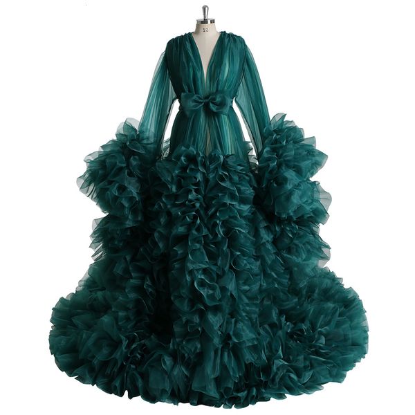 

big ruffles evening dresses 2021 maternity pshoot custom made long sleeve prom dress gowns burgundy women plus size, Black;red
