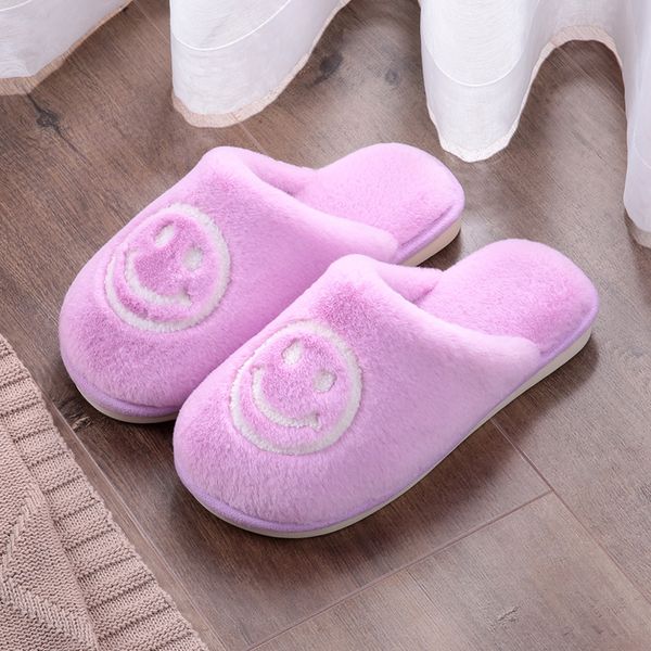 

winter house slippers keep warm men women comfortable bedroom fur shoes soft lovers smile shoes ladies slipper y1202, Black