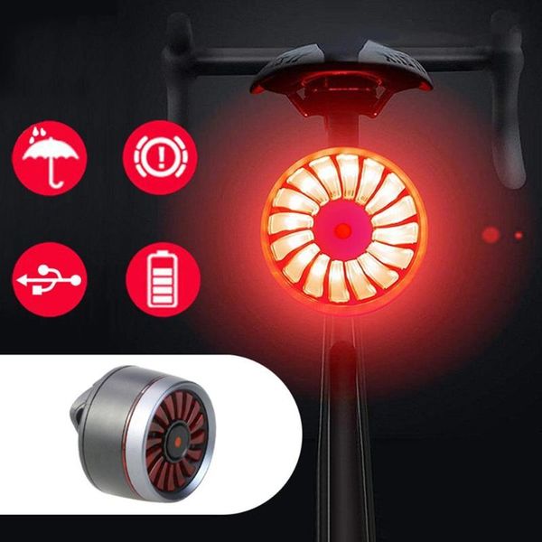 

wholesale smart bicycle bike rear light auto start/sbrake sensing waterproof led charging cycling taillight hot