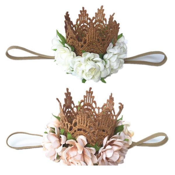 

kids girl birthday lace crown flower headband gold crown tiara headband princess flower crown hair band accessory pho qylvfa