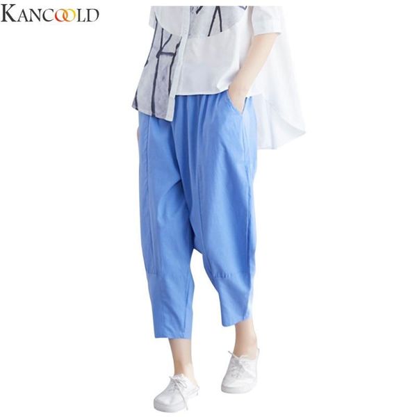 

women wide crotch harem pants loose large cropped trousers wide-legged bloomers chinese style flaxen baggy kg-146, Blue