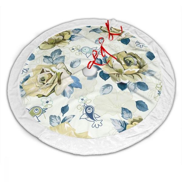 

christmas tree decor skirt roses and birds on floral for xmas decorations xmas christmas gift 2021 high quality