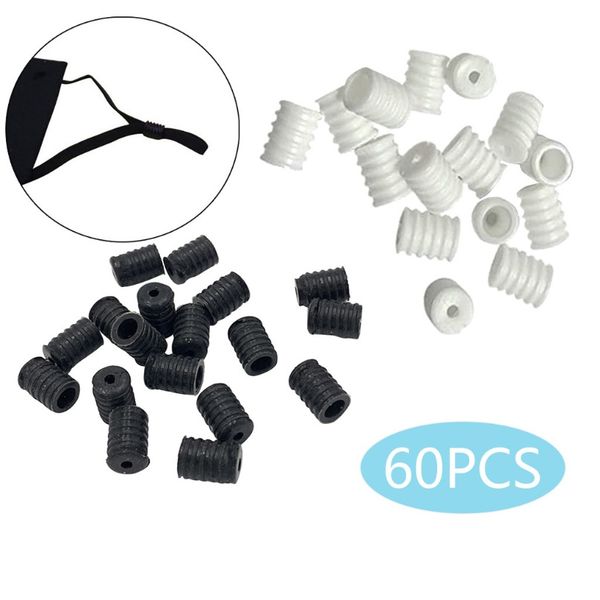 

60 шт. бусинки маска пряжка эластичная полоса клапана пластиковая плоская спиральная пряжка маска стопорка ушной шнур кнопка drawstring d3 w