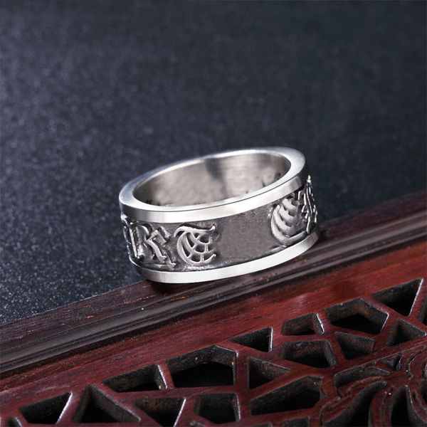 

wholesale ch fashion trend brand retro letters cross ring mens stainless steel hip hop rock band gift accessories free, Silver
