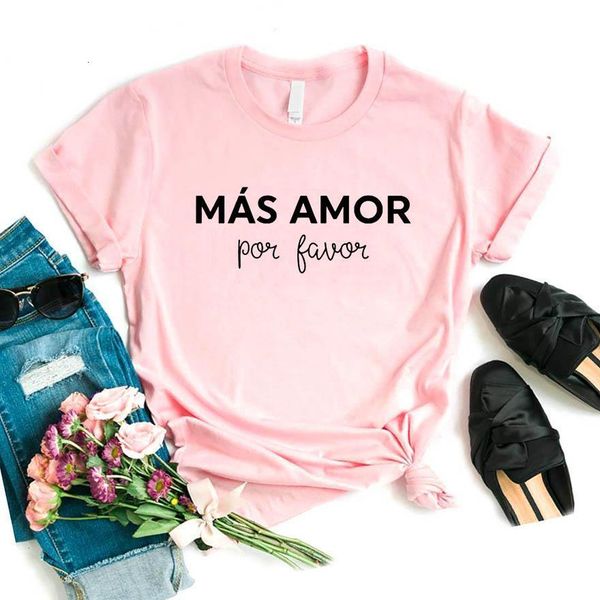 

women t shirt mas amor por favor letter print tshirt women short sleeve o neck loose t-shirt ladies causal tee shirt, White
