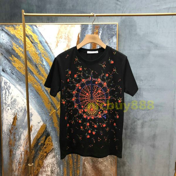 

summer europe designer brand mens flowers letter t shirt t shirts fashion t shirt women casual tee, White;black