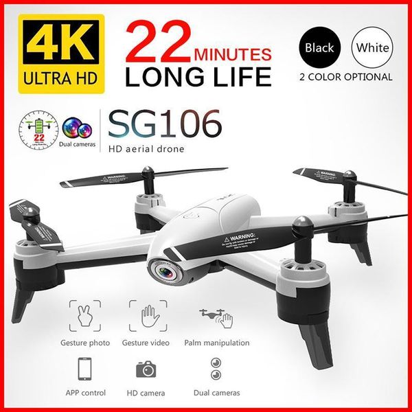 

sg106 rc drone 4k 1080p 720p hd dual camera optical flow aerial quadcopter wifi fpv drone long battery life toys for kids vs e581