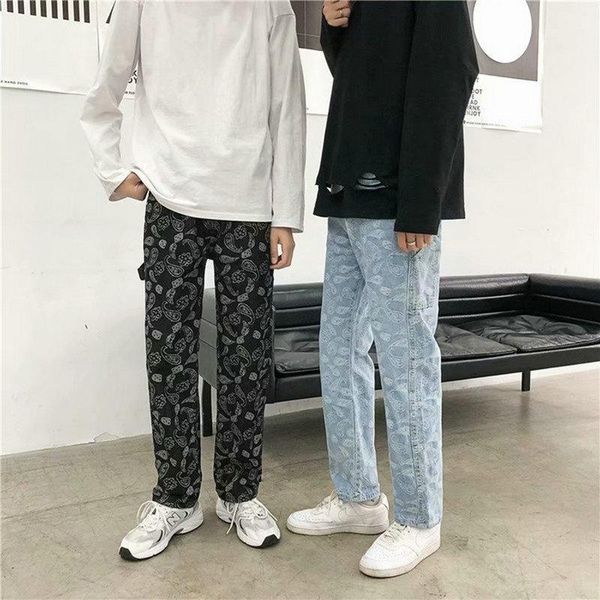 

men's jeans 2022 summer harem men denim pants hip hop streetwear black joggers casual baggy trousers, Blue