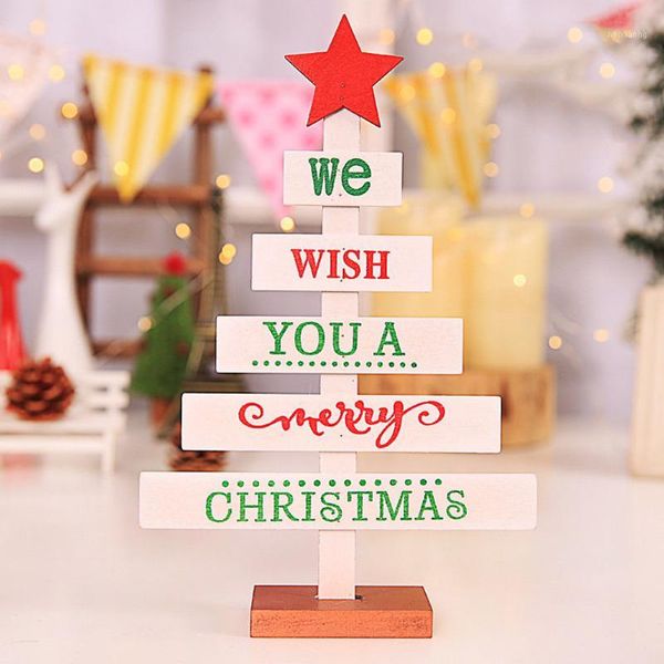 Decorações de Natal Snowflake Star 28cm Creative Wooden Mini Tree Decoration for Home Ornaments Drop Desktop Feliz Christmas1