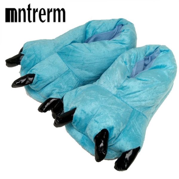 

new winter super soft flannel interior home slipper paw shoes cotton slippers plush dinosaur stitch warm indoor slippers y201026, Black