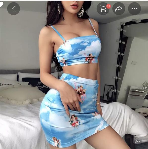 

2pcs set women crop high waist mini skirt clubwear fashion women fashion suit, Gray