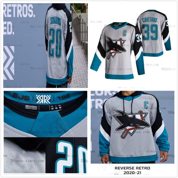 

custom goalie cut 39 logan couture san jose sharks 2021 reverse retro marleau brent burns thornton tomas karlsson jerseys any name number, Black;red