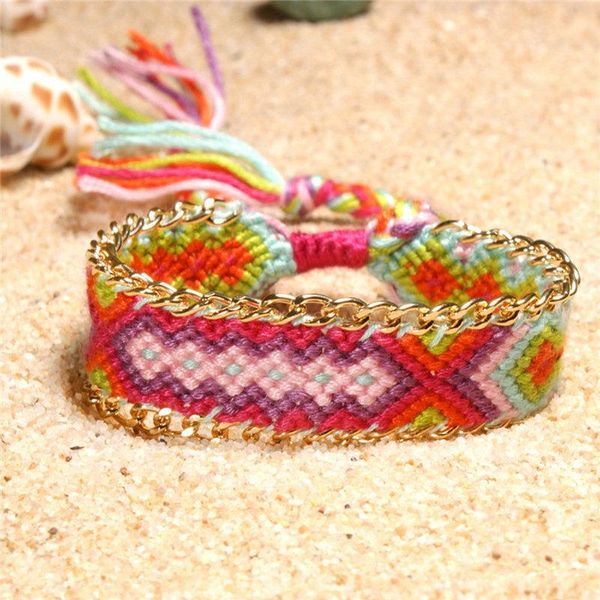 

mkendn woven bracelet european and american summer bohemian ethnic hand-knitted rainbow bracelet lucky friendship bracelet bbyhbu