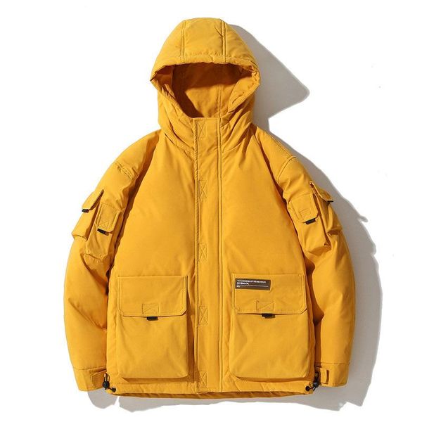 

men's down & parkas parka men casual solid thick retro warm hoodies jacket mens coats, Black