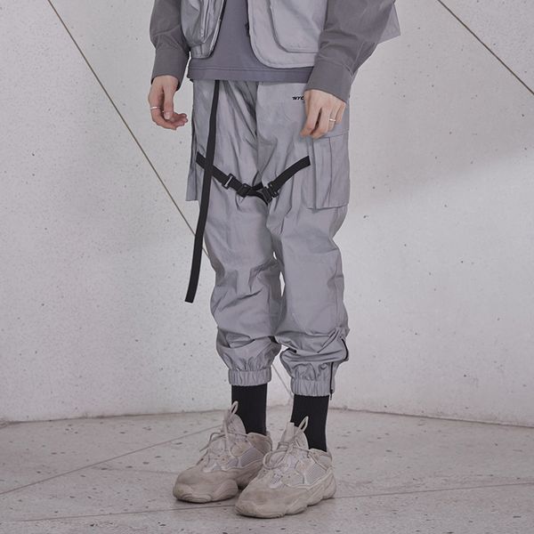 

new summer men women sweatpant flash reflective pants joggers hip hop dance show party night jogger baggy trousers t200609, Black