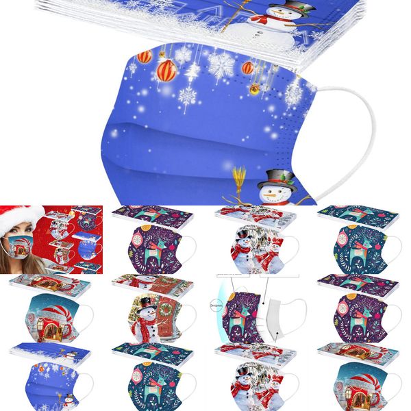 

adult's 10 pcs christmas new disposable year outdoor mask breathable 3ply earhook 10pc faceprotectionw5no