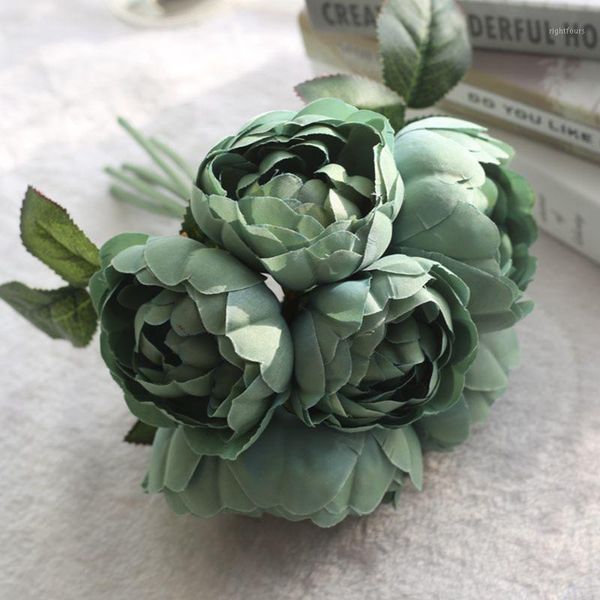 

silk cloth artificial bouquet room fake flowers bouquet 6 heads wedding1