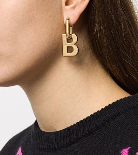 

woman earings french b-letter earrings female european and american cold wind burst autumn and winter earrings luxury jewelry women earrings, Golden;silver