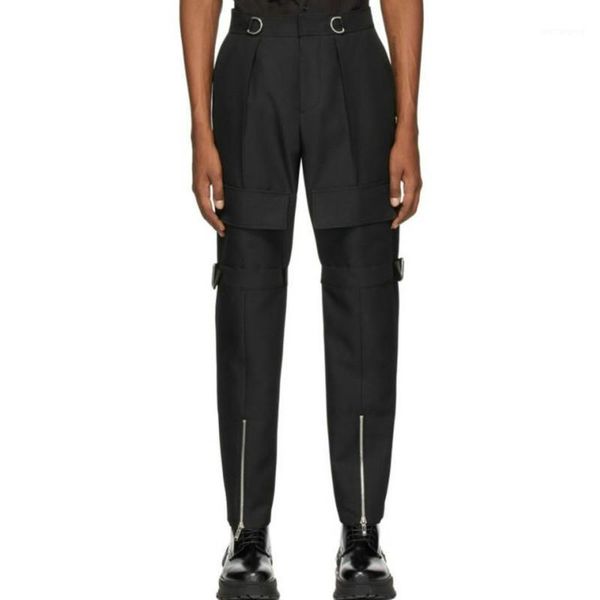 

2020 new spring autumn straight solid color pockts elastic wated casual fashion women's long pants c0451, Black;white