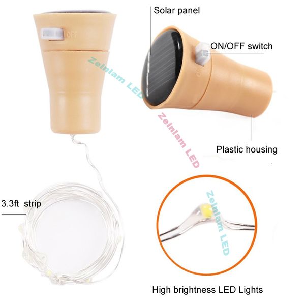 

10 copper solar wine bottle ser wire outdoor party decoration novelty night lamp diy cork light fairy string led strfj9o9y8p