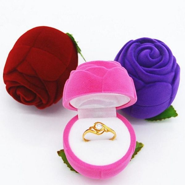 

upscale wedding ring box soft velvet rose jewelry case for special occasion valentine's day gift packing 4 colors