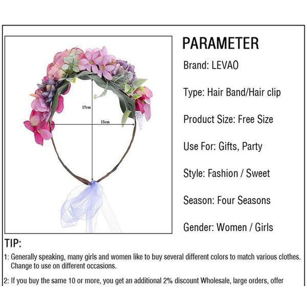 

levao bridal garland headpiece wedding flower headband wreath hairbands colors band girls hair accessories women crown h qylwki