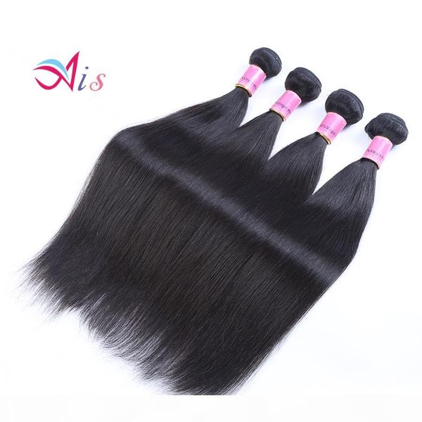 

ais hair brazilian virgin human hair extensions weaves 4 bundles straight natural 1b color 8-30 inches indian peruvian malaysian hair, Black