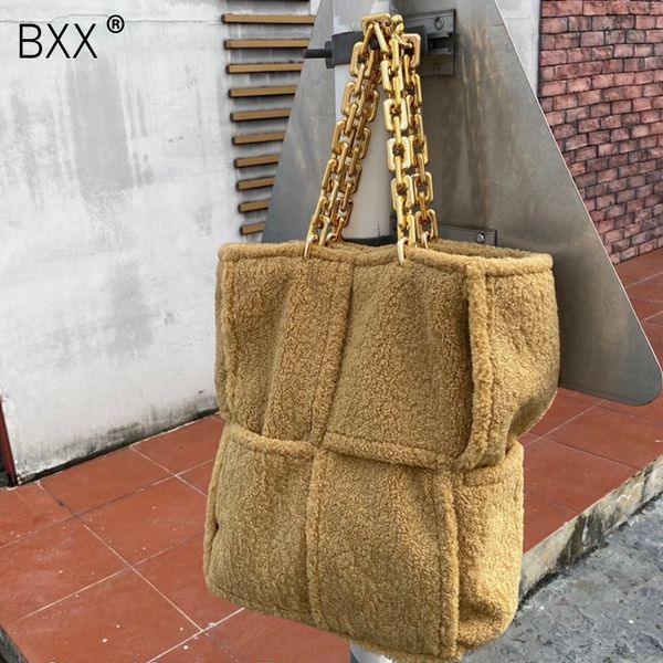 

bxx] 2021 winter warm faux fur thick chain strap shoulder bags for women solid color high capacity ladies travel handbag hp002 c0121